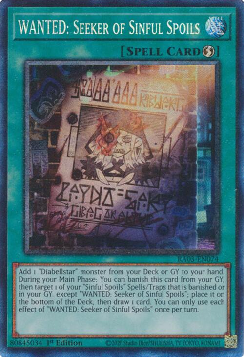 WANTED: Seeker of Sinful Spoils (CR) [RA03-EN074] Prismatic Collector's Rare | Exor Games Truro