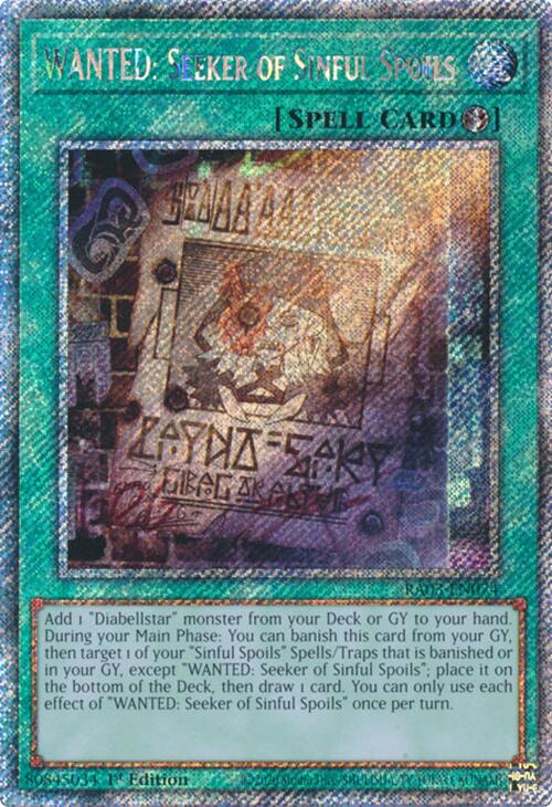 WANTED: Seeker of Sinful Spoils (Platinum Secret Rare) [RA03-EN074] Platinum Secret Rare | Exor Games Truro