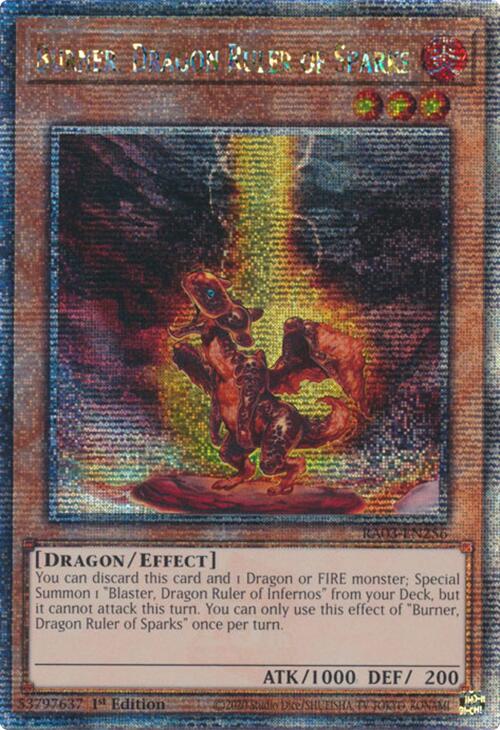 Burner, Dragon Ruler of Sparks (Quarter Century Secret Rare) [RA03-EN256] Quarter Century Secret Rare | Exor Games Truro