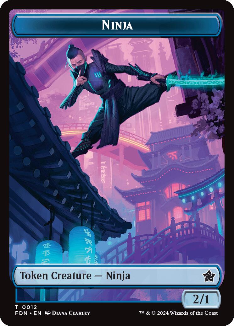 Emblem - Kaito, Cunning Infiltrator // Ninja Doubled-Sided Token [Foundations Tokens] | Exor Games Truro