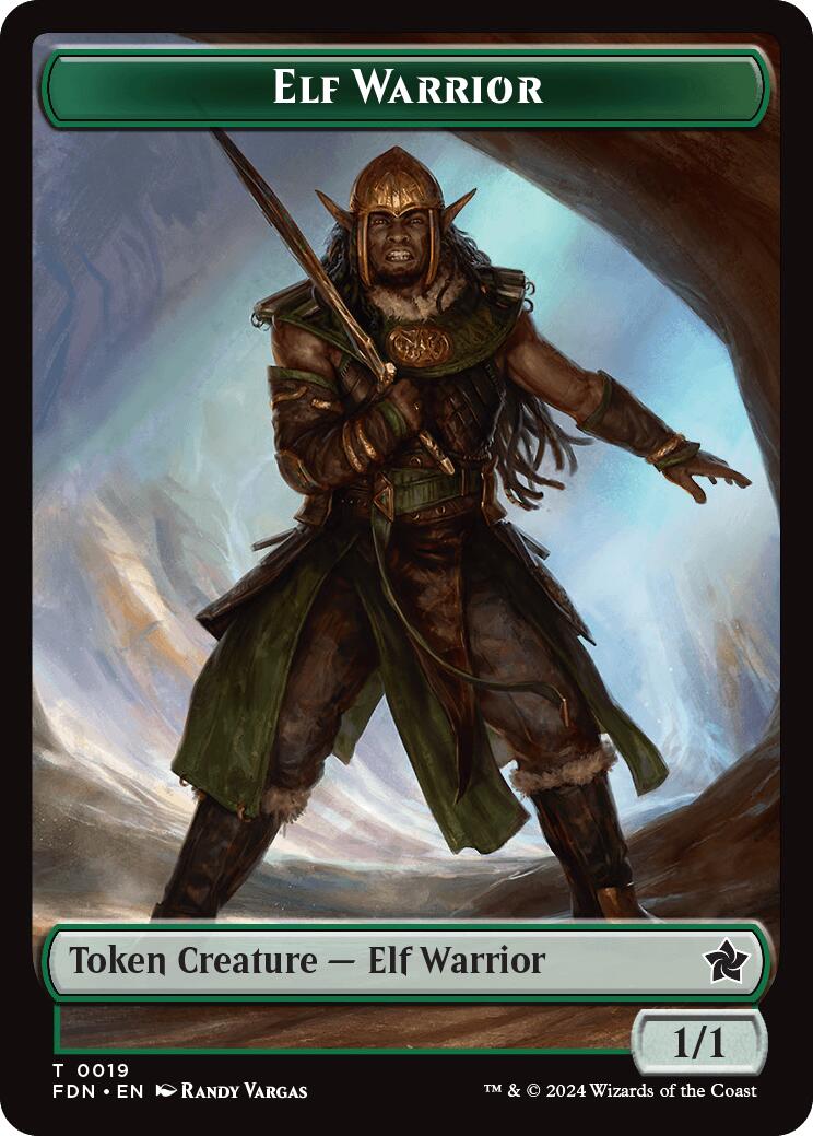 Elf Warrior // Raccoon Doubled-Sided Token [Foundations Tokens] | Exor Games Truro