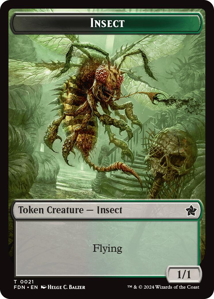 Zombie // Insect Doubled-Sided Token [Foundations Tokens] | Exor Games Truro