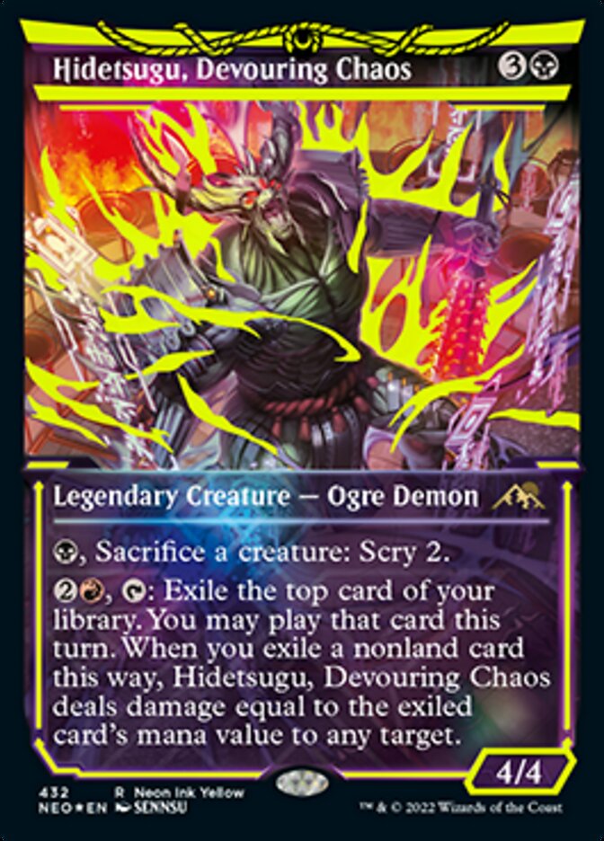 Hidetsugu, Devouring Chaos (Neon Ink Yellow) [Kamigawa: Neon Dynasty] | Exor Games Truro