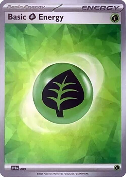 Basic Grass Energy (009) (Cracked Ice Holo) [Scarlet & Violet: Stellar Crown] | Exor Games Truro