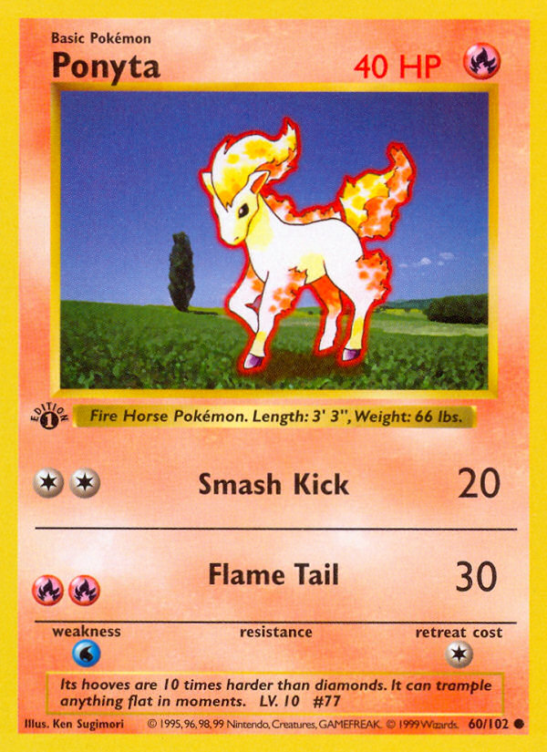 Ponyta (60/102) (Shadowless) [Base Set 1st Edition] | Exor Games Truro
