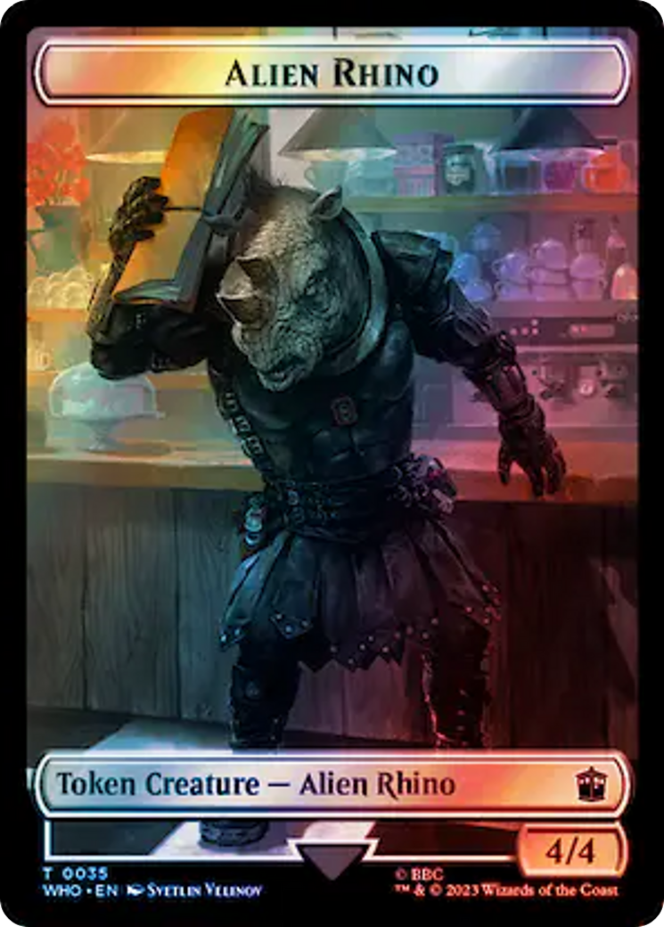 Alien Rhino // Treasure (0061) Double-Sided Token (Surge Foil) [Doctor Who Tokens] | Exor Games Truro