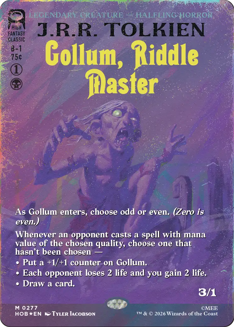 Gollum, Riddle Master (Borderless) (Surge Foil) [The Hobbit] | Exor Games Truro