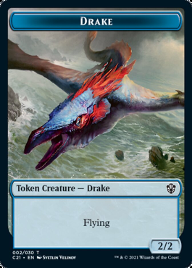 Drake // Elemental (002) Double-Sided Token [Commander 2021 Tokens] | Exor Games Truro