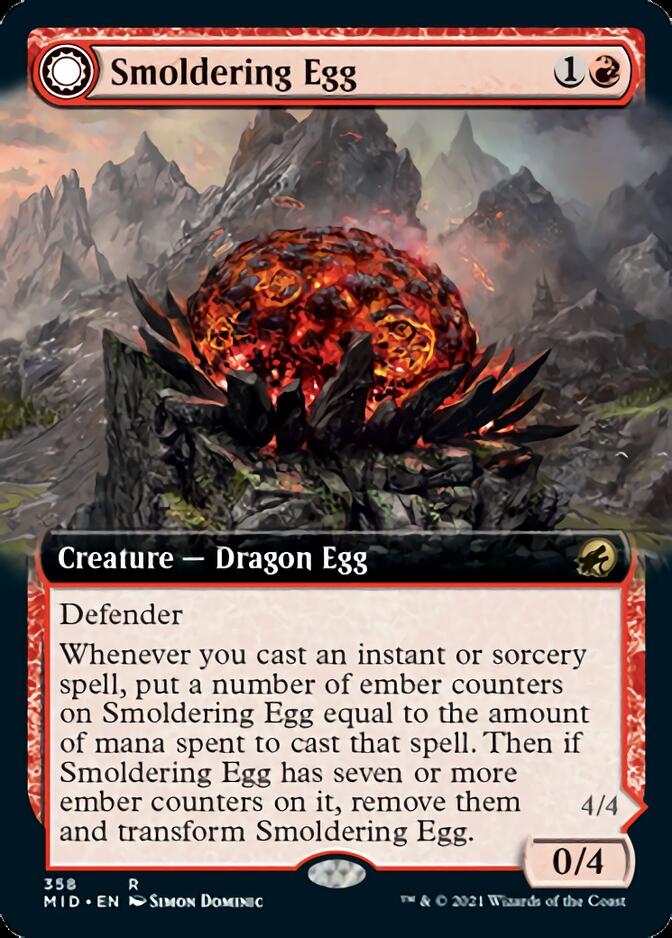 Smoldering Egg // Ashmouth Dragon (Extended Art) [Innistrad: Midnight Hunt] | Exor Games Truro