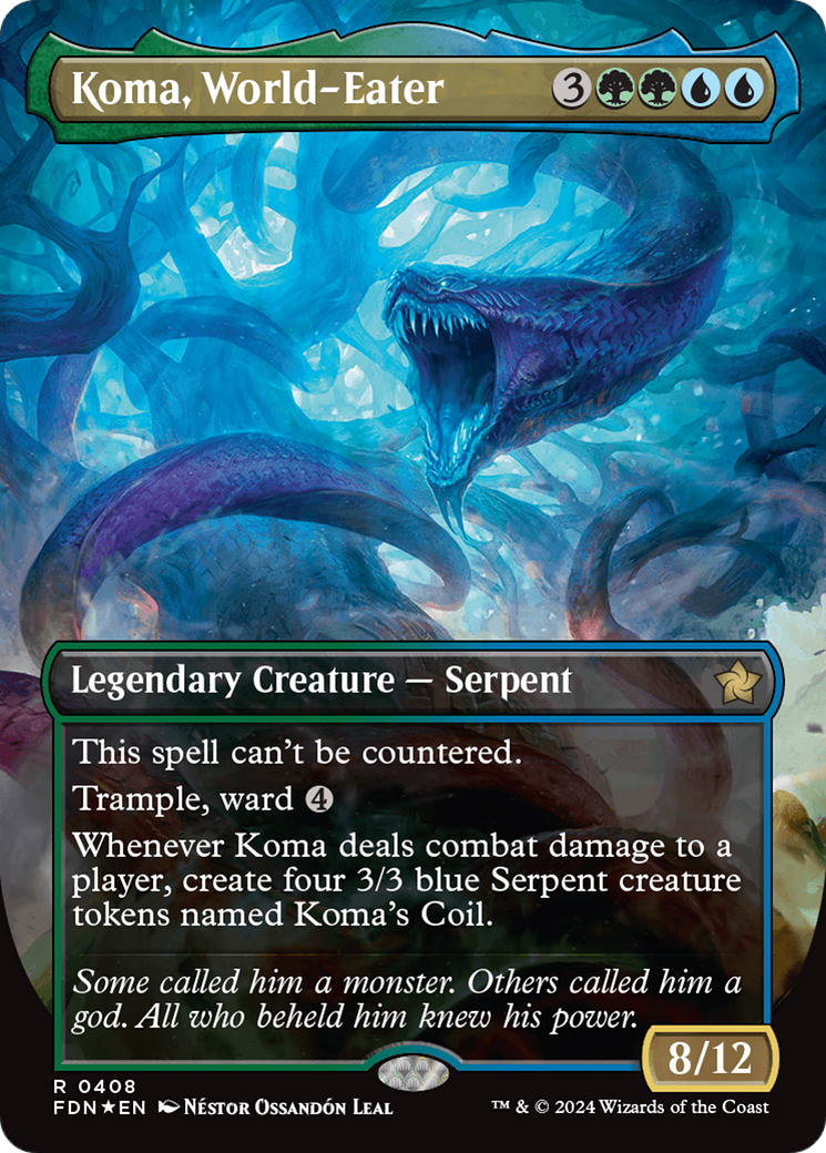 Koma, World-Eater (Borderless) (Mana Foil) [Foundations] | Exor Games Truro
