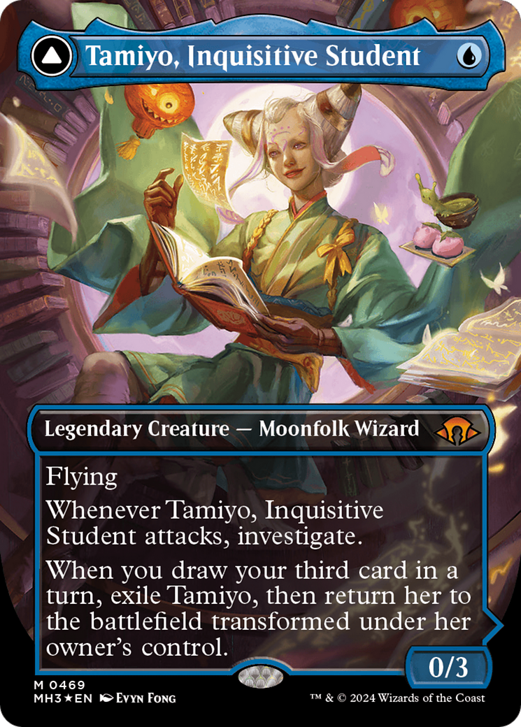 Tamiyo, Inquisitive Student // Tamiyo, Seasoned Scholar (Borderless) (Textured Foil) [Modern Horizons 3] | Exor Games Truro