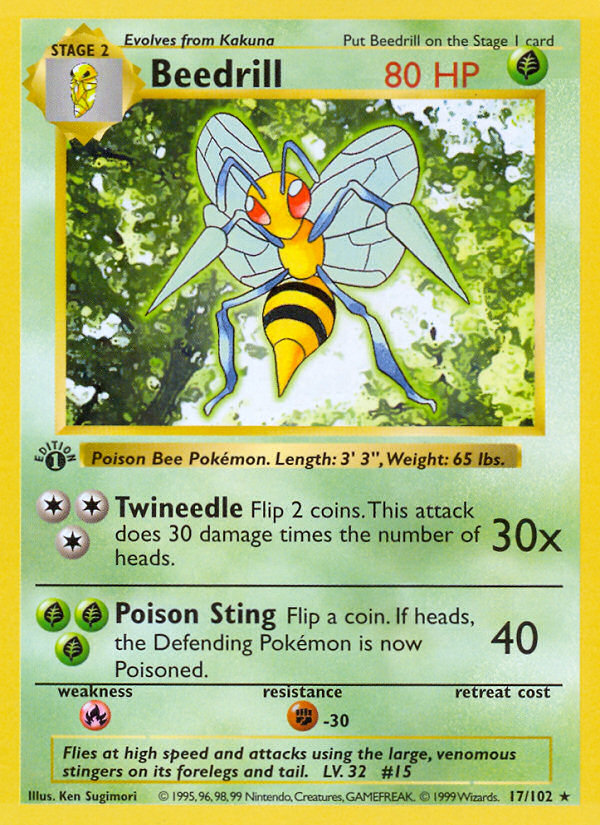 Beedrill (17/102) (Shadowless) [Base Set 1st Edition] | Exor Games Truro
