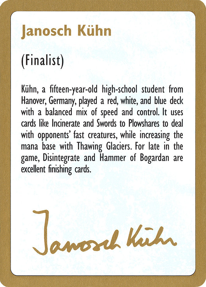 Janosch Kuhn Bio [World Championship Decks 1997] | Exor Games Truro