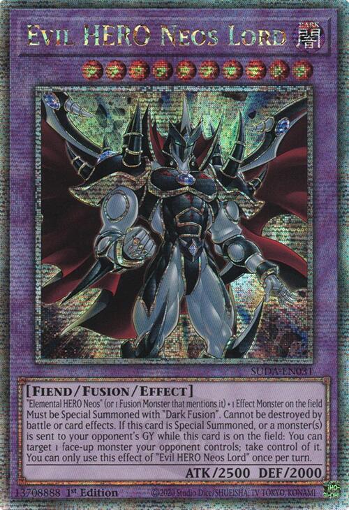 Evil HERO Neos Lord (Quarter Century Secret Rare) [SUDA-EN031] Quarter Century Secret Rare | Exor Games Truro
