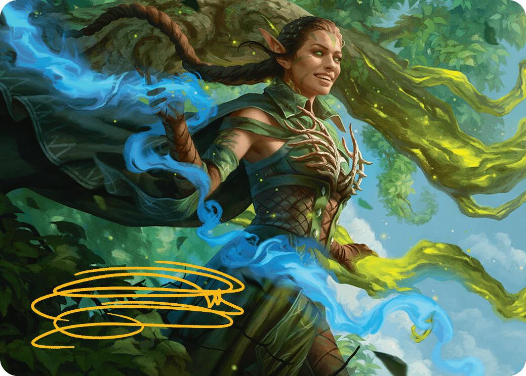 Nissa, Worldsoul Speaker Art Card (Gold-Stamped Signature) [Aetherdrift Art Series] | Exor Games Truro