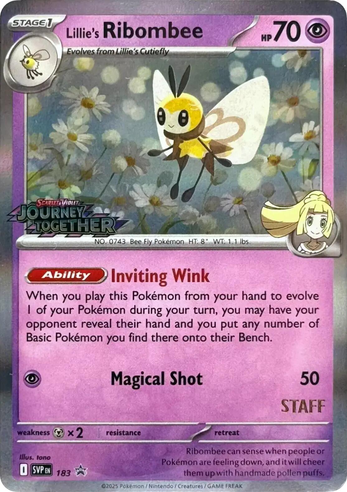 Lillie's Ribombee (183) (Prerelease Staff) [Scarlet & Violet: Black Star Promos] | Exor Games Truro