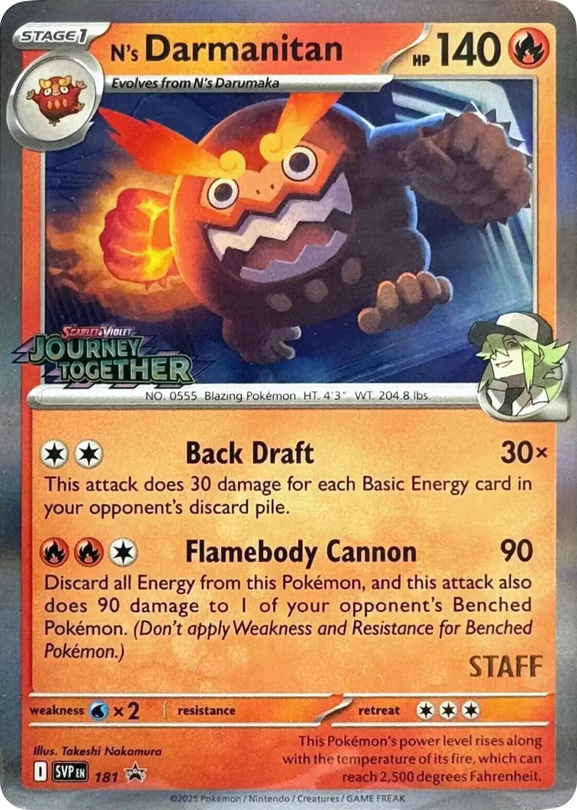 N's Darmanitan (181) (Prerelease Staff) [Scarlet & Violet: Black Star Promos] | Exor Games Truro