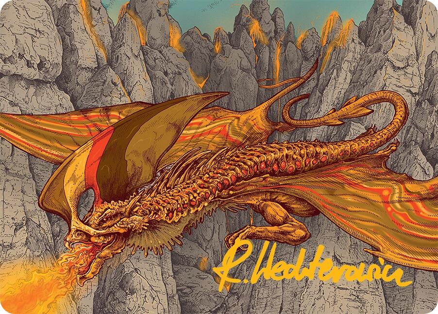 Magmatic Hellkite Art Card (34/54) (Gold-Stamped Signature) [Tarkir: Dragonstorm Art Series] | Exor Games Truro