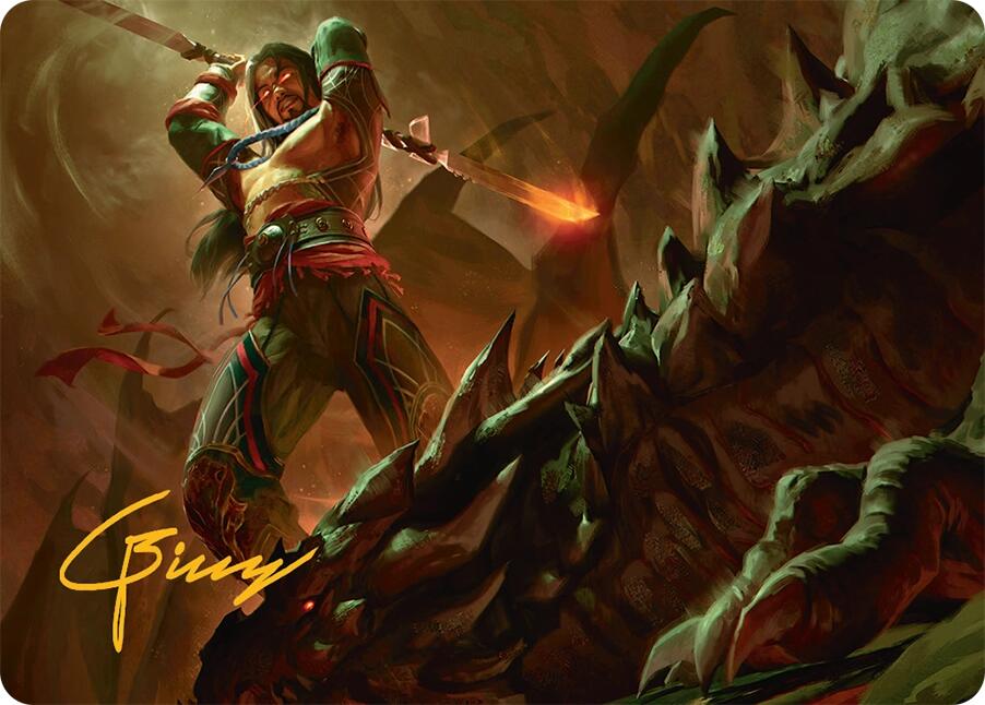 Sarkhan's Resolve Art Card (18/54) (Gold-Stamped Signature) [Tarkir: Dragonstorm Art Series] | Exor Games Truro
