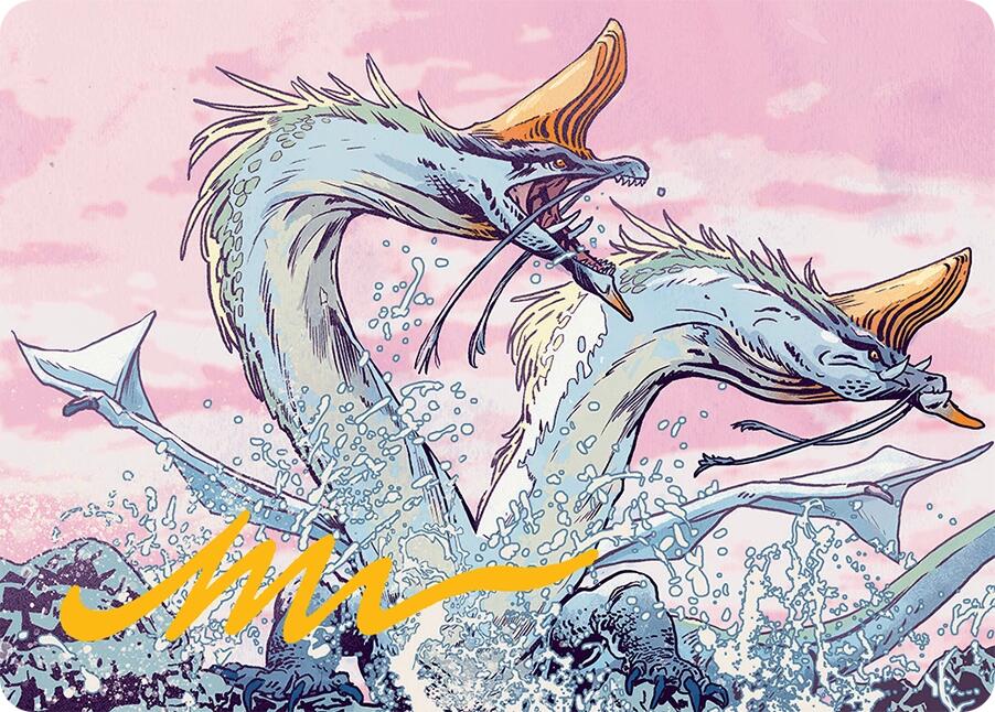 Twinmaw Stormbrood Art Card (39/54) (Gold-Stamped Signature) [Tarkir: Dragonstorm Art Series] | Exor Games Truro
