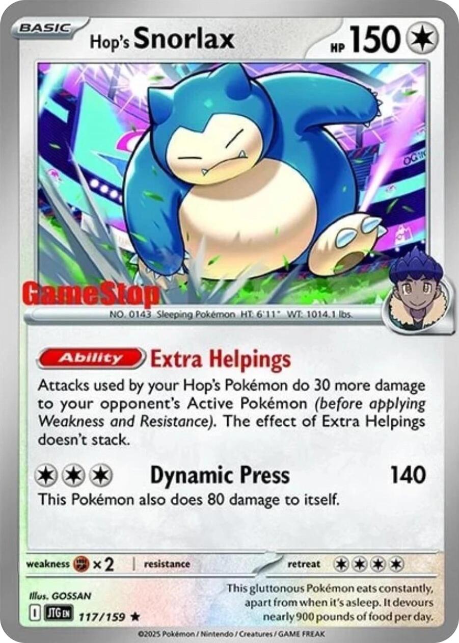 Hop's Snorlax (117/159) (GameStop) (Cosmos Holo) [Scarlet & Violet: Journey Together] | Exor Games Truro