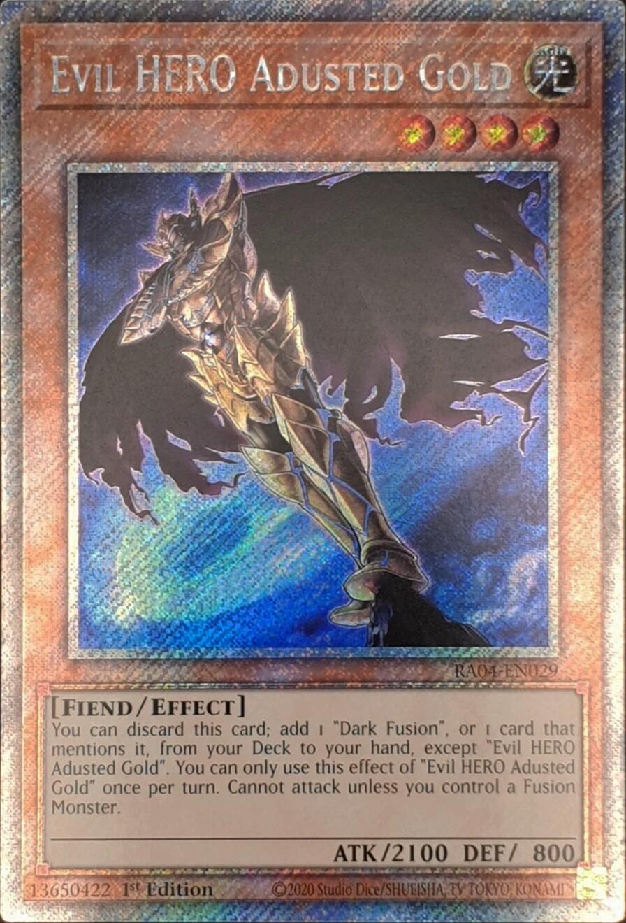 Evil HERO Adusted Gold [RA04-EN029] Platinum Secret Rare | Exor Games Truro