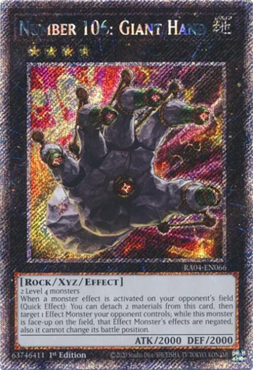Number 106: Giant Hand [RA04-EN066] Platinum Secret Rare | Exor Games Truro