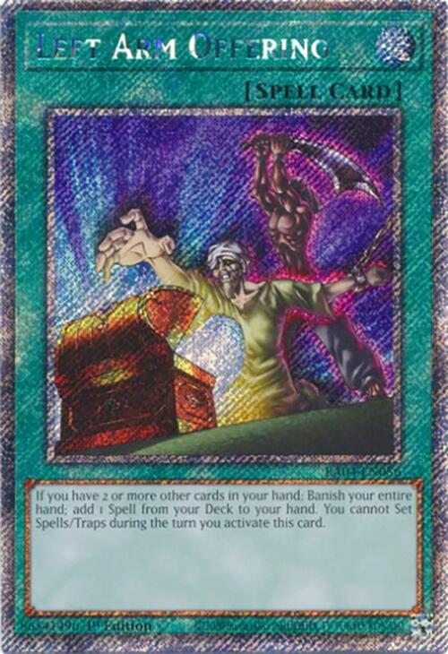 Left Arm Offering [RA04-EN086] Platinum Secret Rare | Exor Games Truro