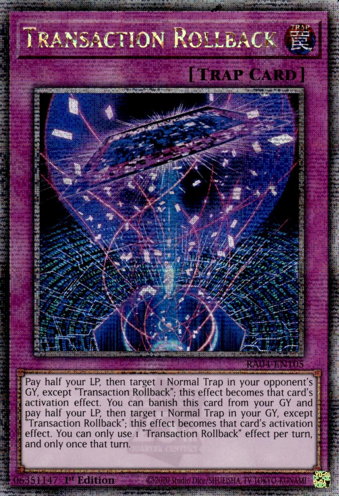Transaction Rollback [RA04-EN105] Quarter Century Secret Rare | Exor Games Truro