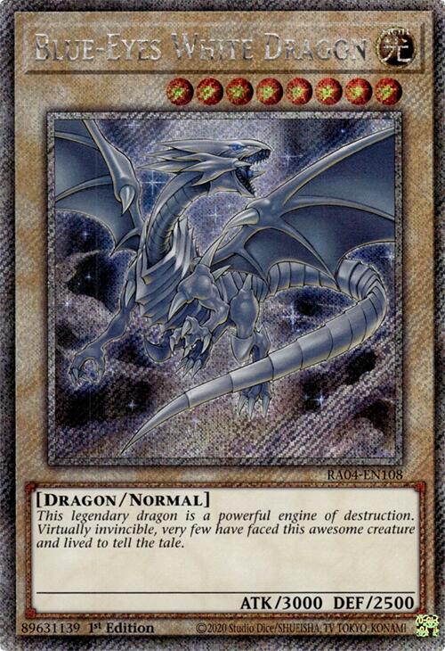 Blue-Eyes White Dragon (8th Art) [RA04-EN108] Platinum Secret Rare | Exor Games Truro