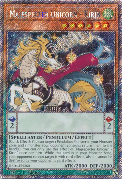 Majespecter Unicorn - Kirin [RA04-EN260] Platinum Secret Rare | Exor Games Truro