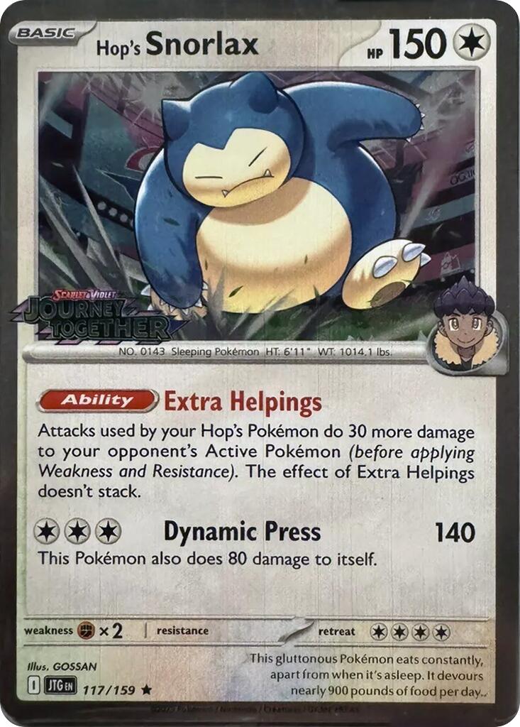 Hop's Snorlax (117/159) (Cosmos Holo) [Scarlet & Violet: Journey Together] | Exor Games Truro