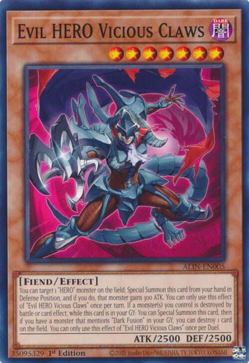 Evil HERO Vicious Claws [ALIN-EN005] Common | Exor Games Truro