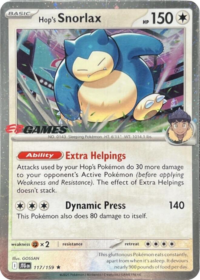 Hop's Snorlax (117/159) (EB Games) (Cosmos Holo) [Scarlet & Violet: Journey Together] | Exor Games Truro