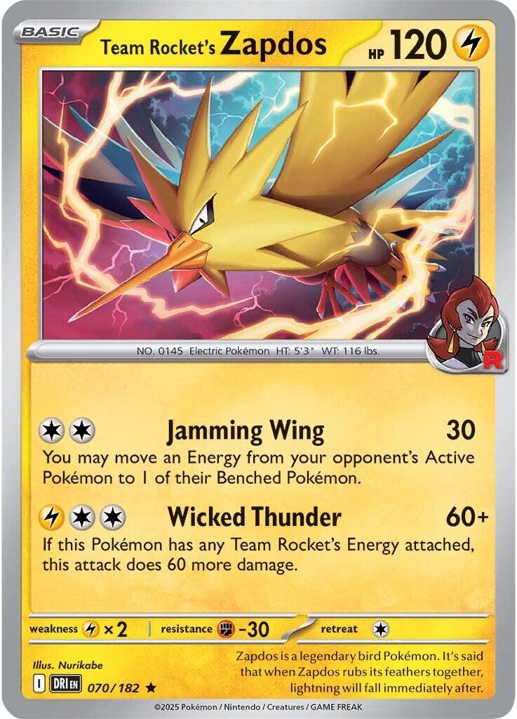 Team Rocket's Zapdos (070/182) [Scarlet & Violet: Destined Rivals] | Exor Games Truro