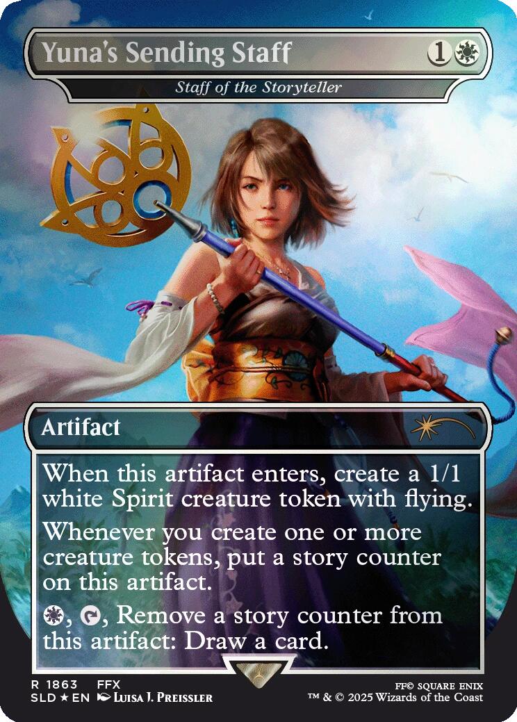 Yuna's Sending Staff - Staff of the Storyteller (Rainbow Foil) [Secret Lair Drop Series] | Exor Games Truro