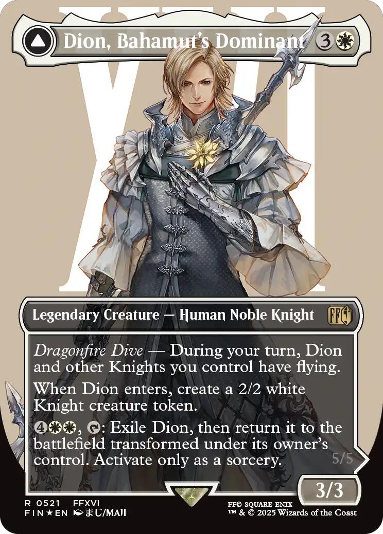 Dion, Bahamut's Dominant // Bahamut, Warden of Light (Borderless) (Surge Foil) [FINAL FANTASY] | Exor Games Truro