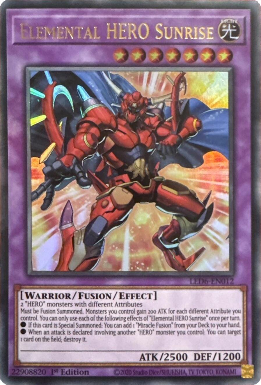 Elemental HERO Sunrise (2020 Date Reprint) [LED6-EN012] Ultra Rare | Exor Games Truro