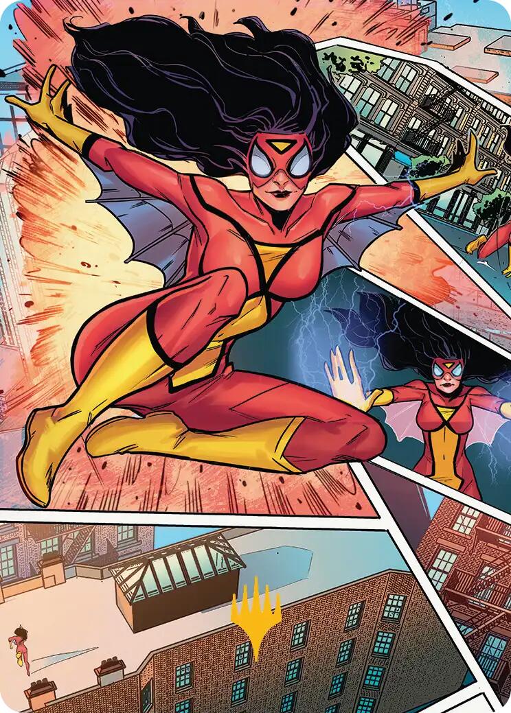 Spider-Woman, Stunning Savior Art Card (Gold-Stamped Planeswalker Symbol) [Marvel's Spider-Man Art Series] | Exor Games Truro