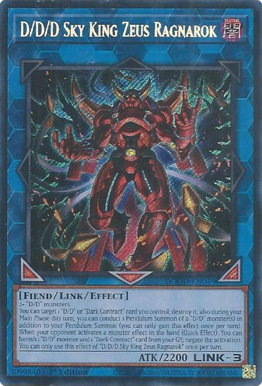 D/D/D Sky King Zeus Ragnarok [DOOD-EN049] Secret Rare | Exor Games Truro