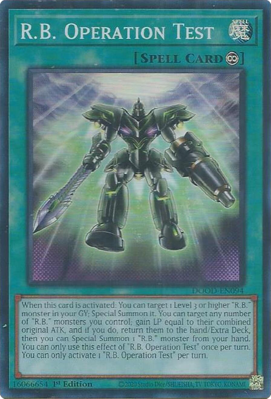 R.B. Operation Test [DOOD-EN094] Super Rare | Exor Games Truro