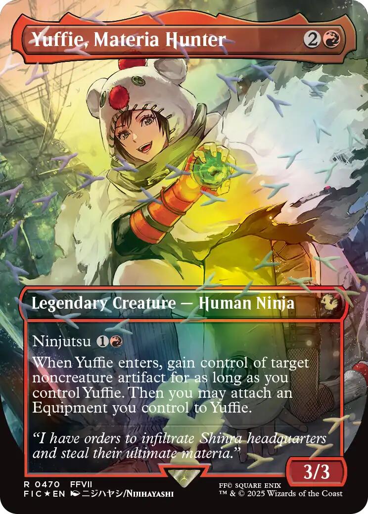 Yuffie, Materia Hunter (Borderless) (Chocobo Track Foil) [FINAL FANTASY Commander] | Exor Games Truro