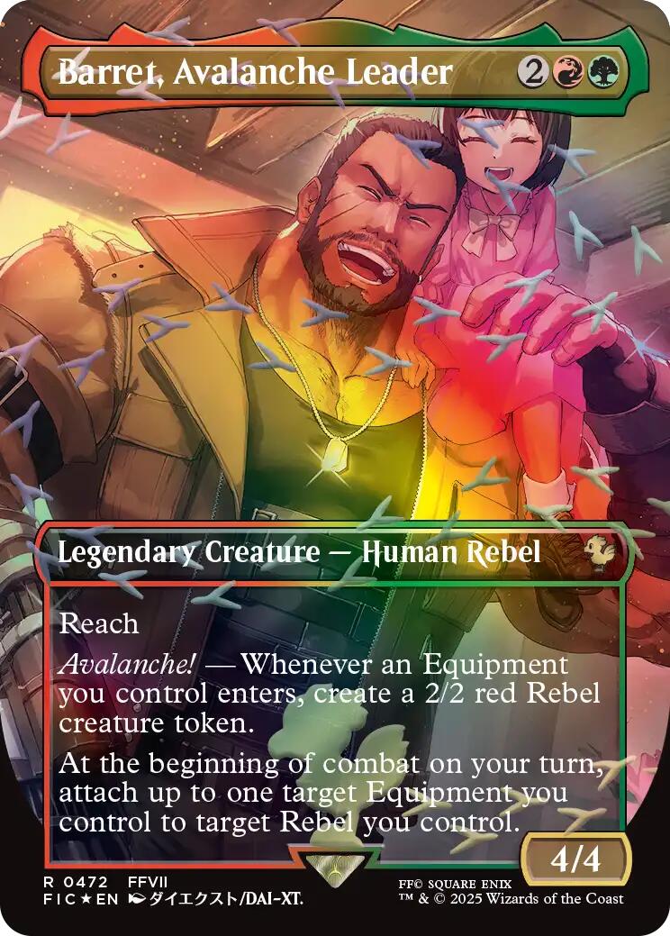 Barret, Avalanche Leader (Borderless) (Chocobo Track Foil) [FINAL FANTASY Commander] | Exor Games Truro