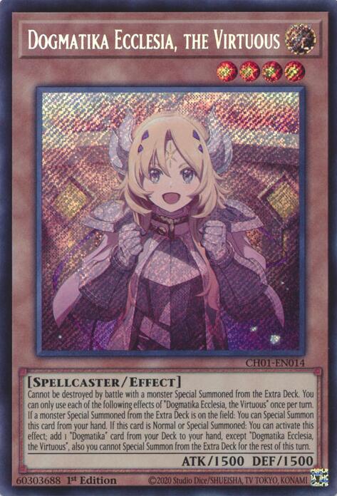Dogmatika Ecclesia, the Virtuous (Secret Rare) [CH01-EN014] Secret Rare | Exor Games Truro