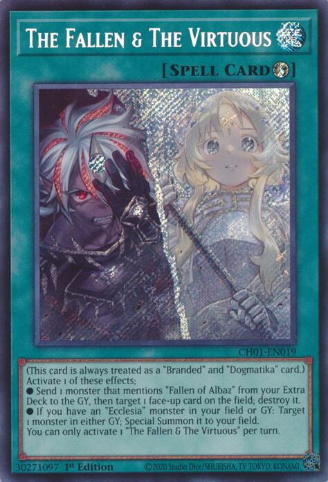 The Fallen & The Virtuous (Secret Rare) [CH01-EN019] Secret Rare | Exor Games Truro