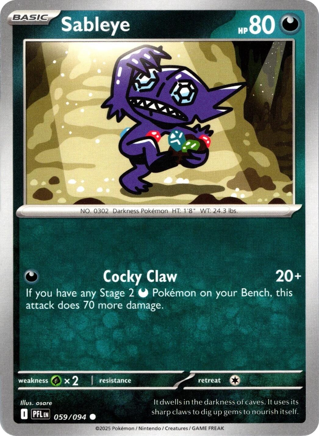 Sableye (059/094) (Reverse Holo) [Mega Evolution: Phantasmal Flames] | Exor Games Truro