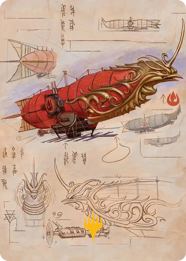 Phoenix Fleet Airship Art Card (Gold-Stamped Planeswalker Symbol) [Avatar: The Last Airbender Art Series] | Exor Games Truro