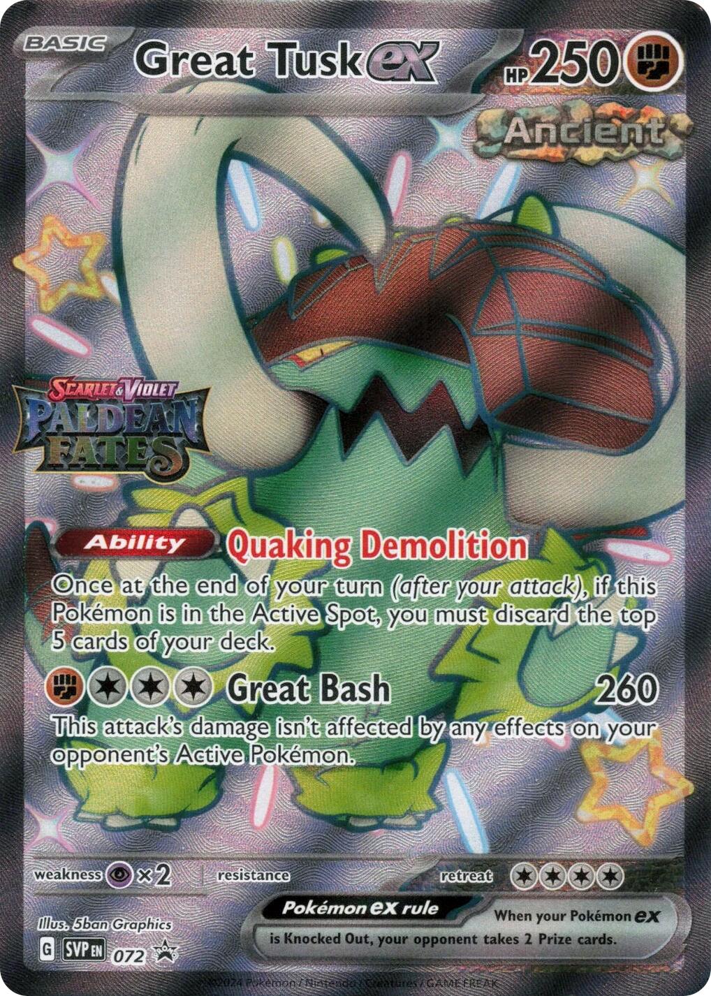 Great Tusk ex (072) (Paldean Fates Stamped) [Scarlet & Violet: Paldean Fates] | Exor Games Truro