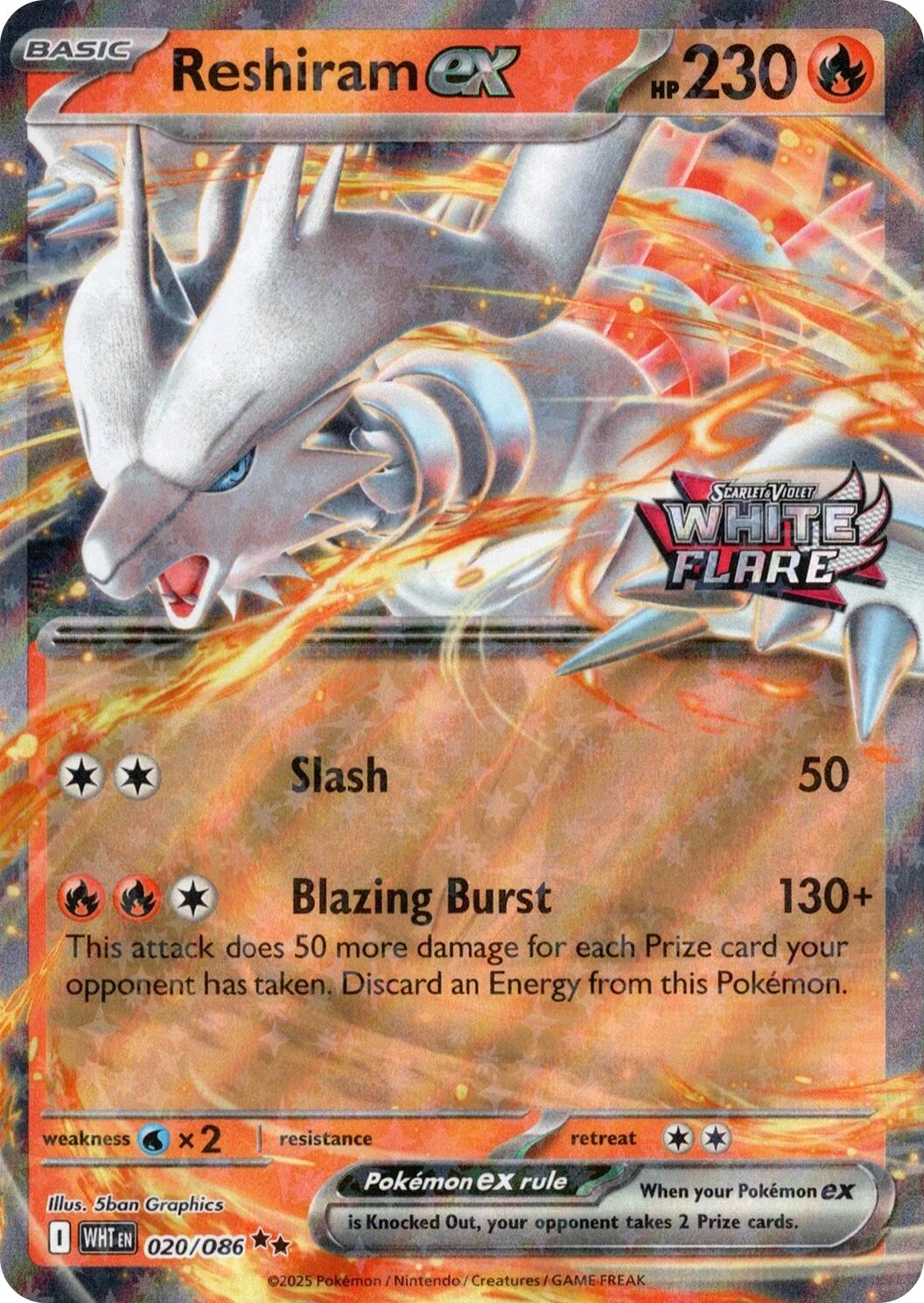 Reshiram ex (020/086) (White Flare Stamped) [Miscellaneous Cards] | Exor Games Truro