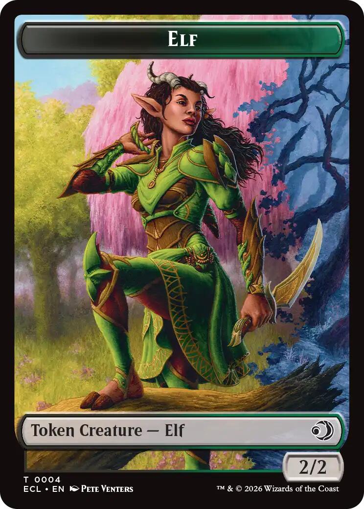 Elf // Treasure Double-Sided Token [Lorwyn Eclipsed Tokens] | Exor Games Truro